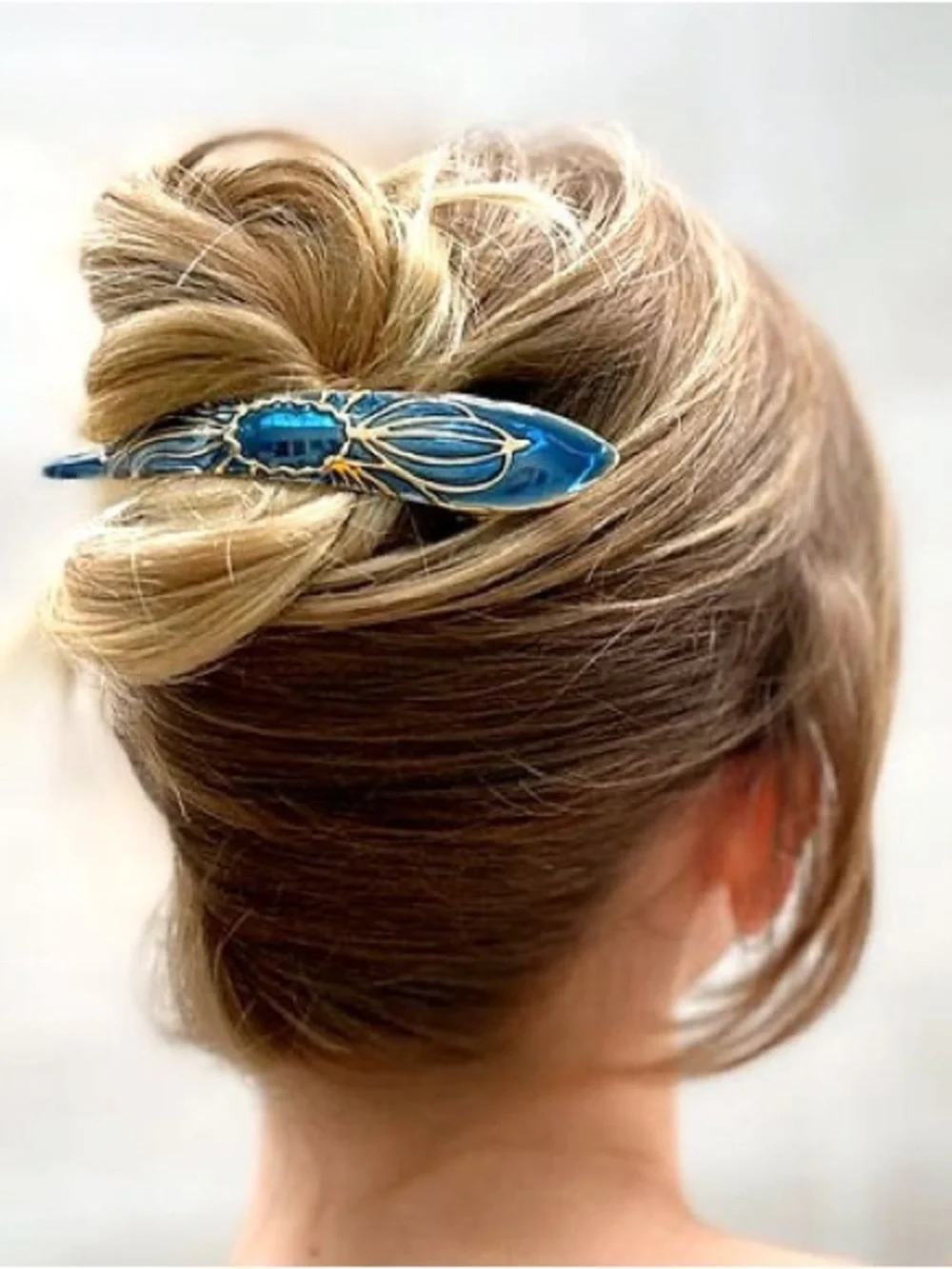 NWT Ficcare Maximas Silky Hair Clip Large 5” Ivory Gold Floral Barrette